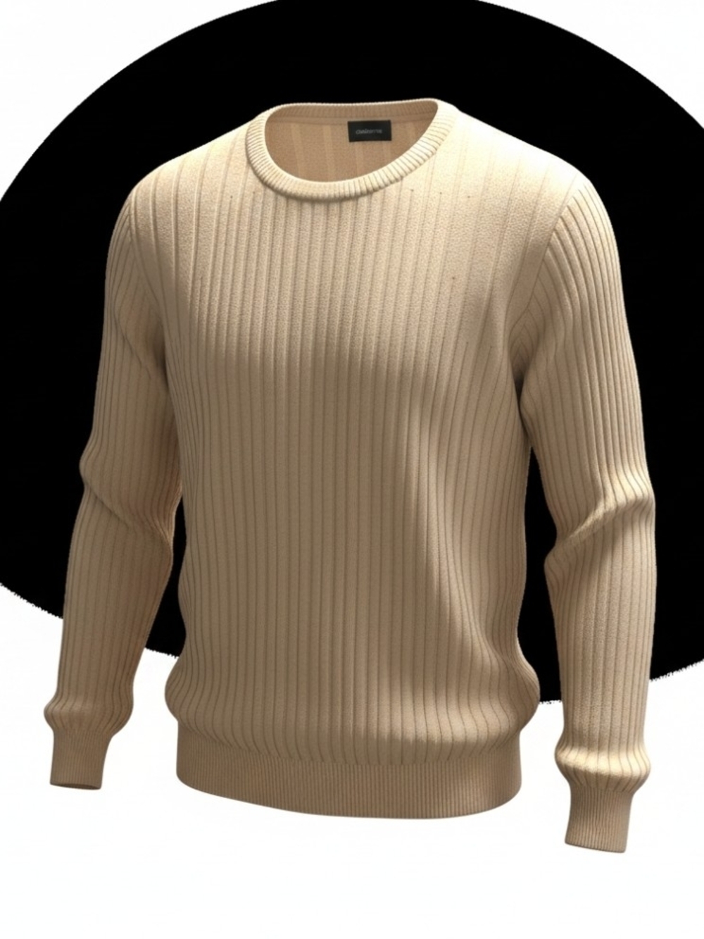 Claiborne Beige Ribbed Crewneck Sweater